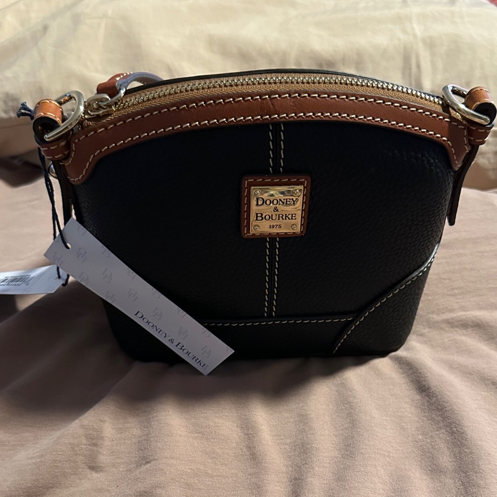 Dooney & Bourke Black and Tan Mini Crossbody Bag